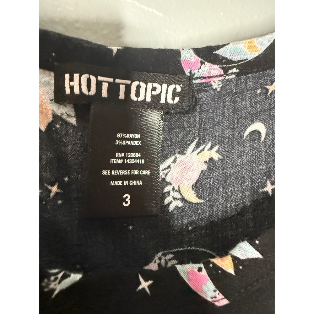 Hot Topic Celestial Moon Star Floral Tiered Sun Dress Black Plus Size 3 - Picture 2 of 6